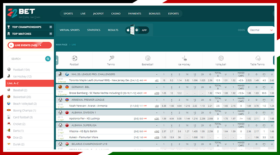 22 Bet Website — Kenyan Bookmaker