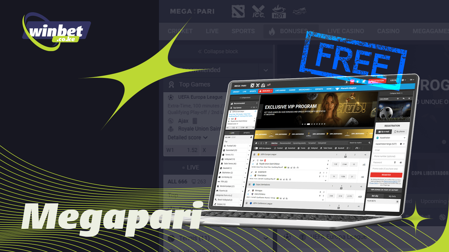 Best bookmaker Megapari for free bets