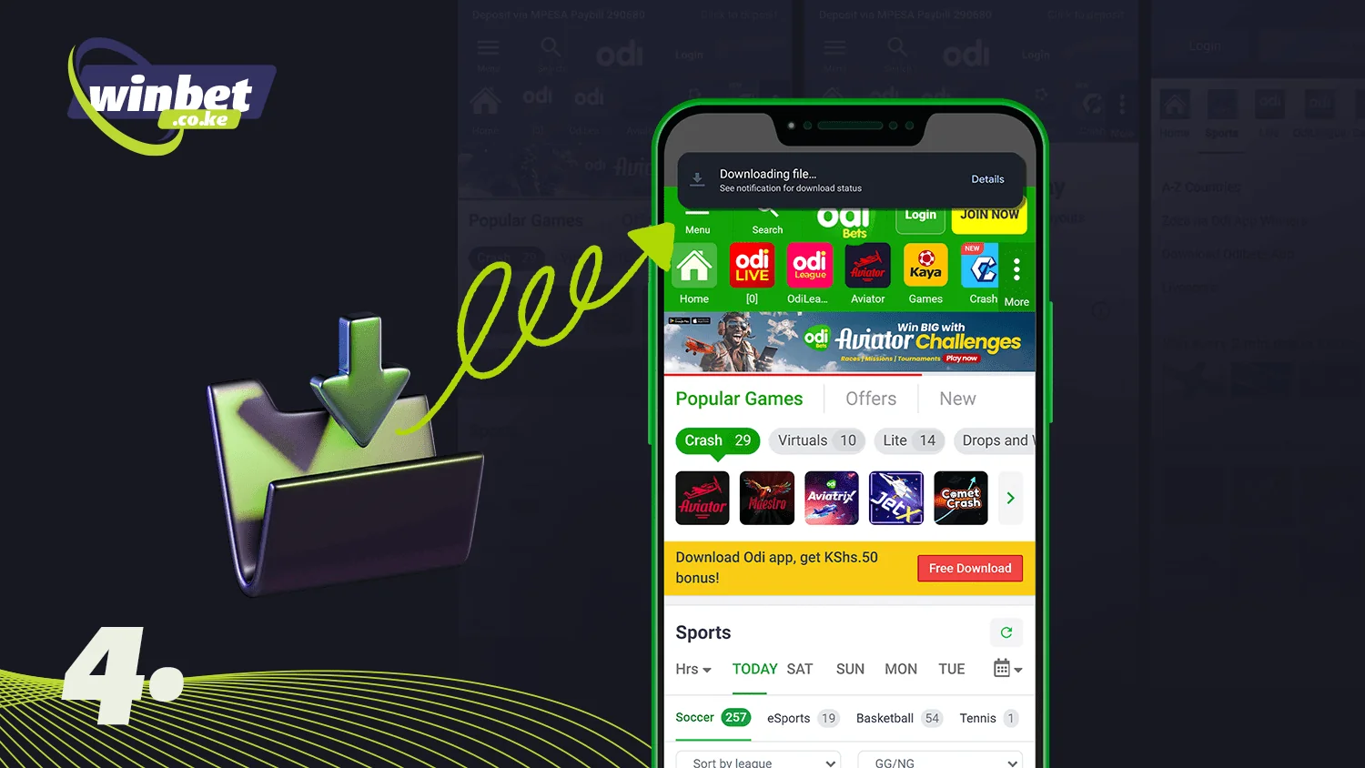 Wait for the download before installing the Odibets app