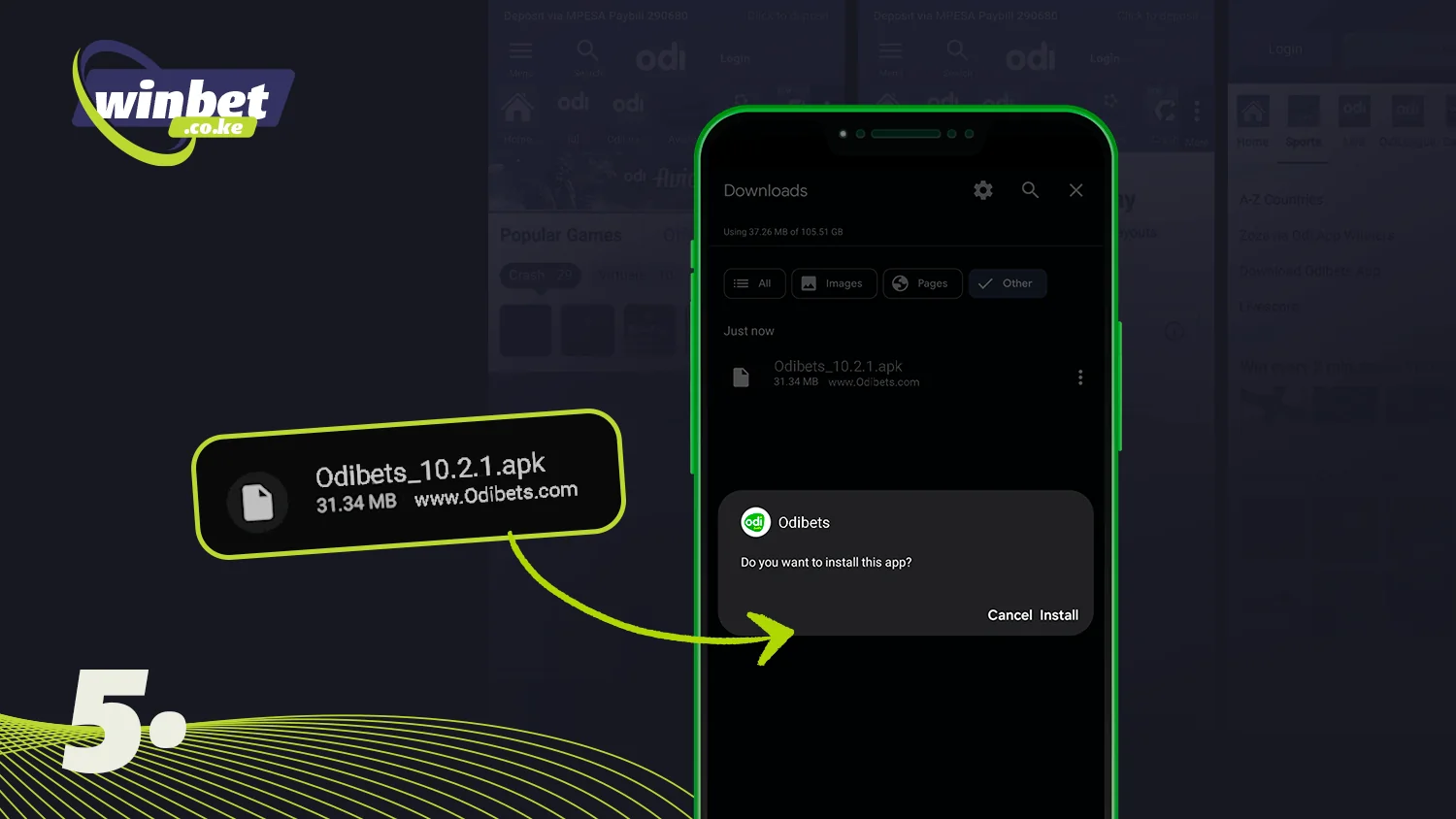 Start installing the Odibets app on Android