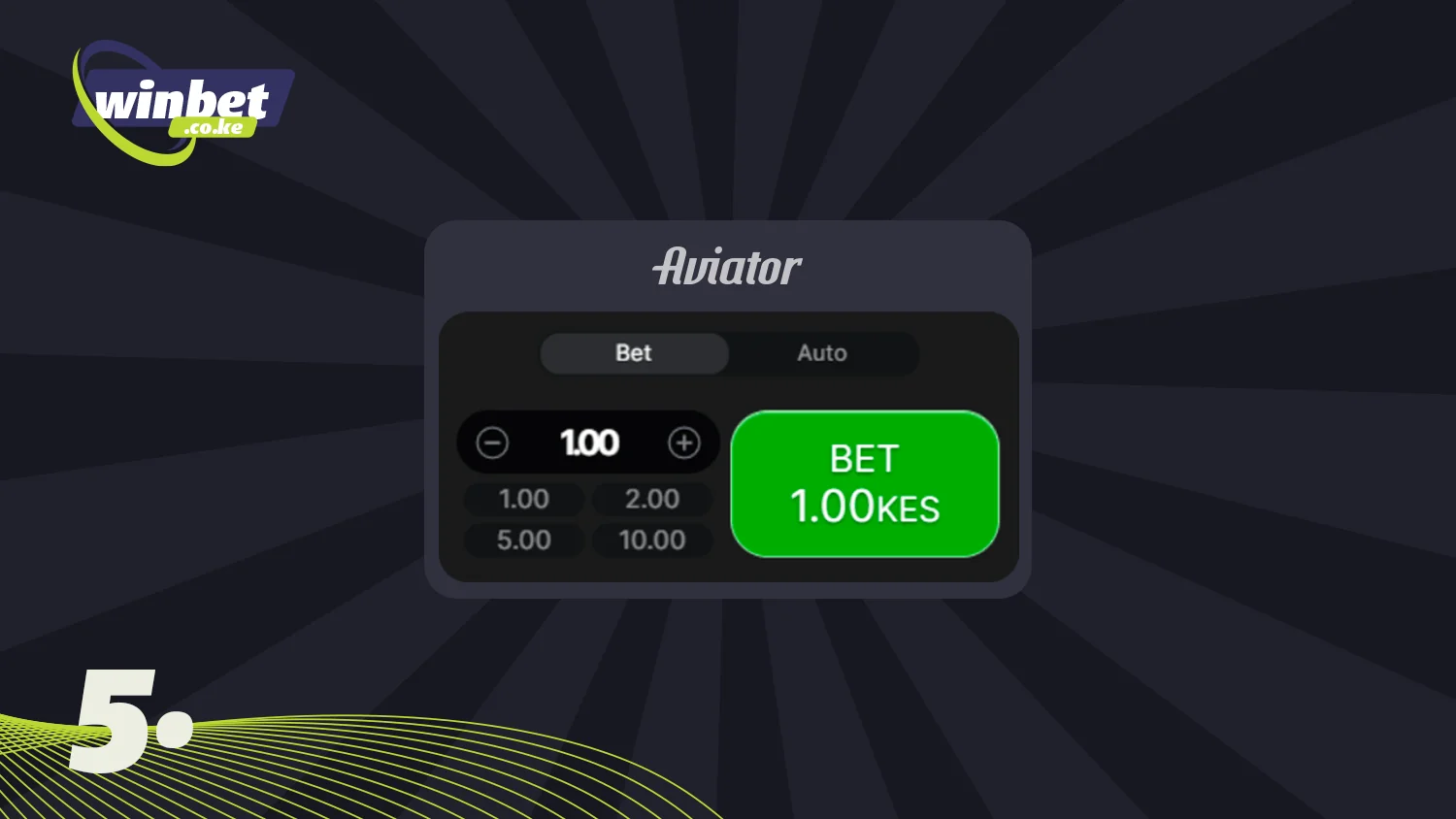 To play Aviator, you will need to select a bet