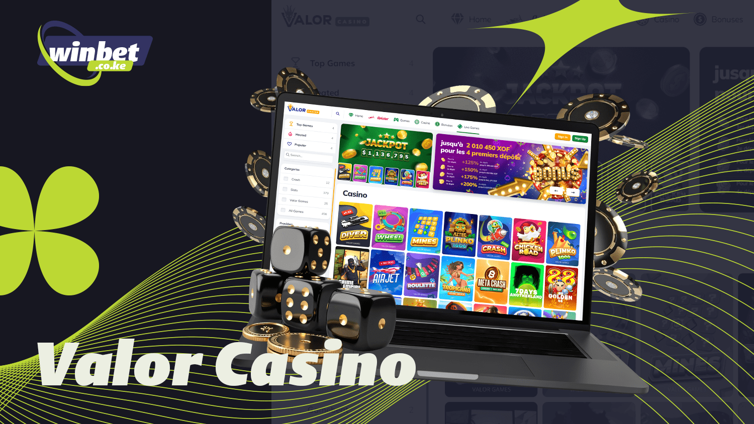 Of the best online casinos in Kenya is Valor Casino