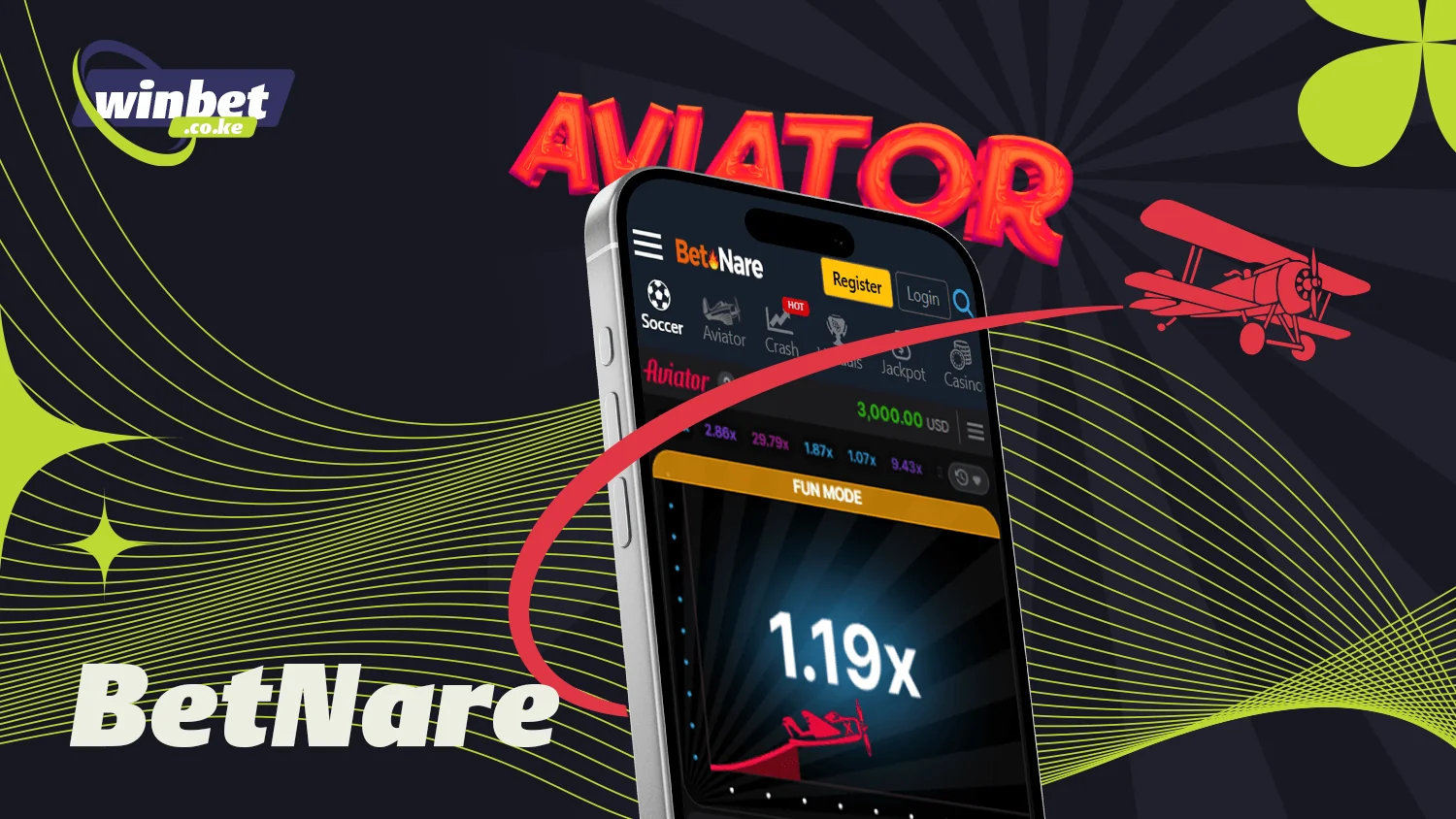 Betnare is perfect for the Aviator crash game in Kenya