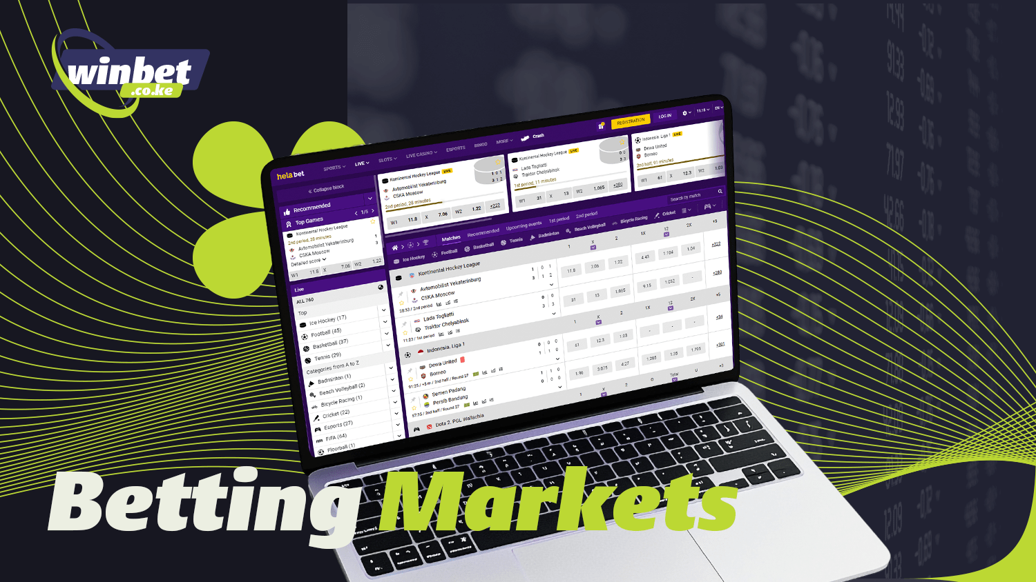 Sports betting options are available at Helabet Kenya