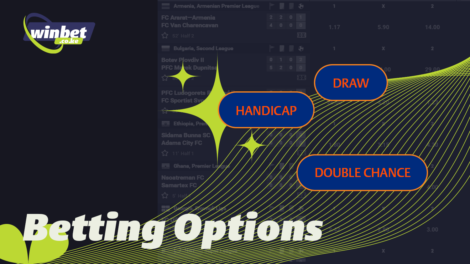Sports betting options are available at Shabiki Kenya