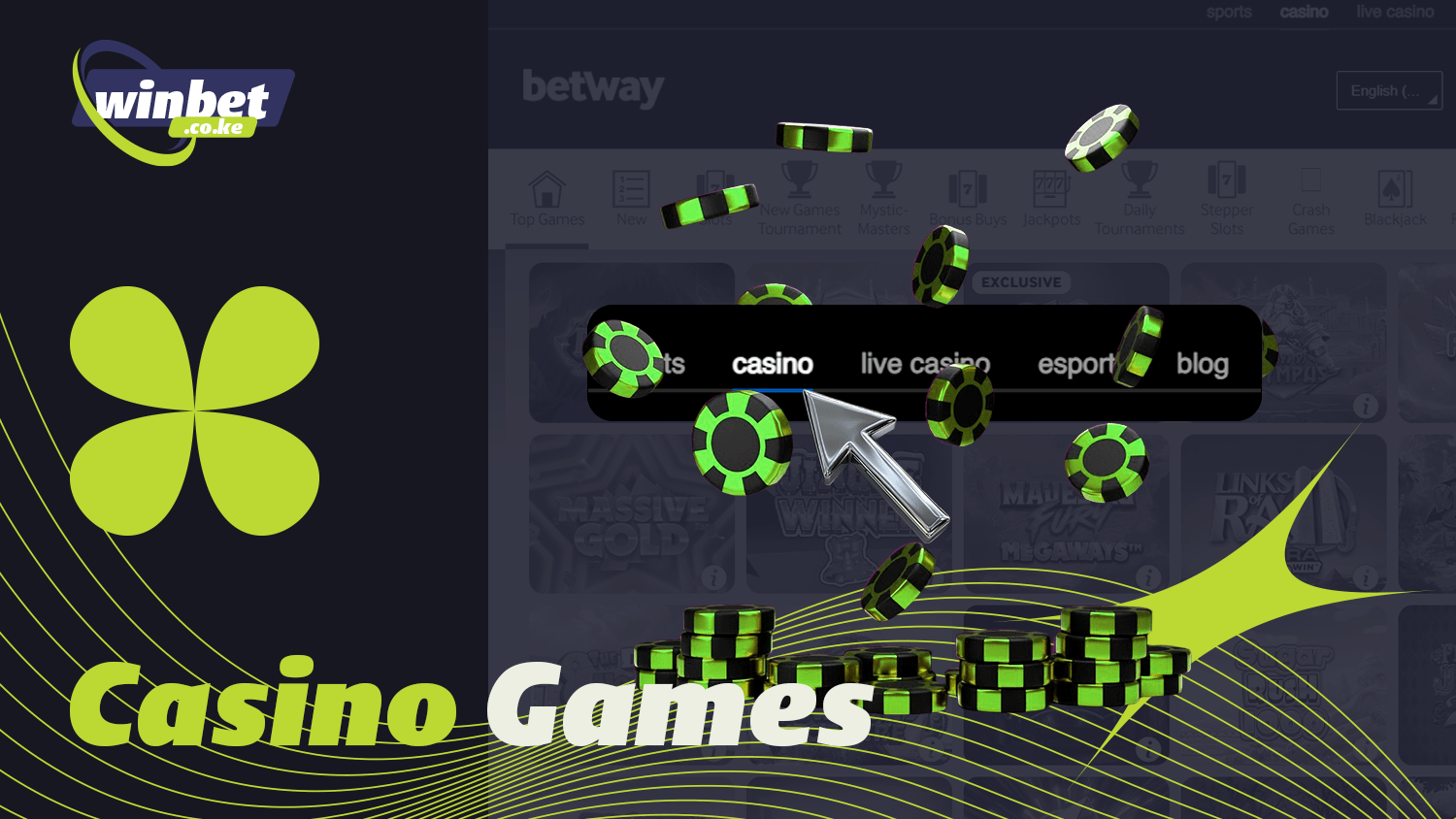 Betway Casino offers a selection of gambling games