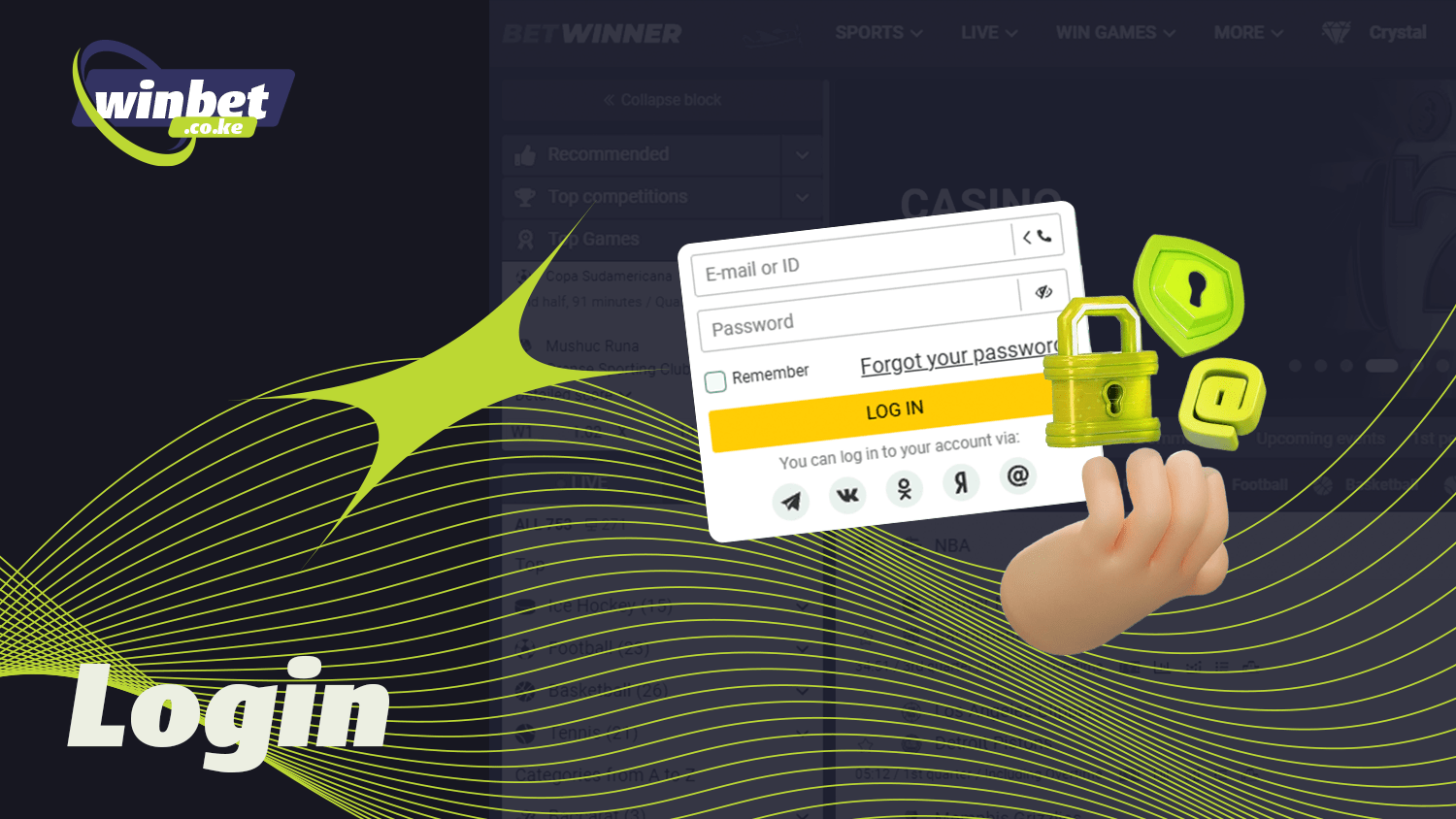 Before betting you need to log in to your Betwinner account