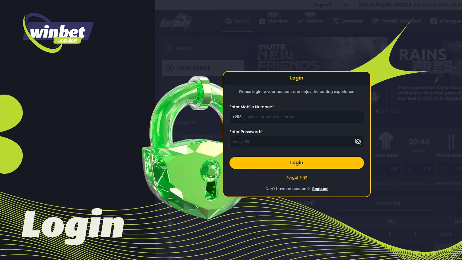 Before betting you need to log in to your BetYetu account