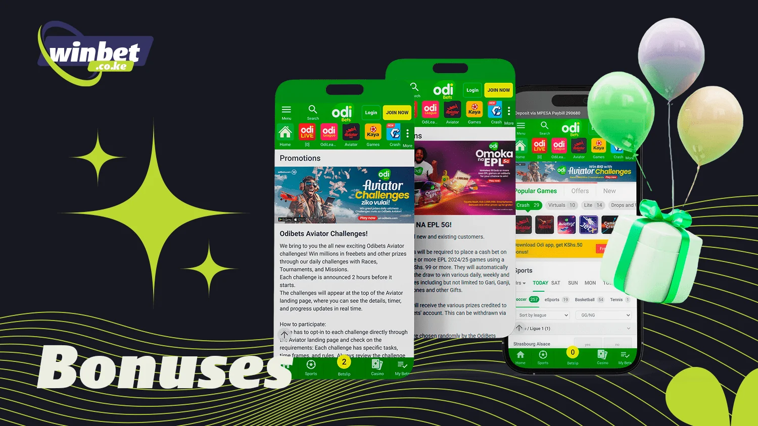 In the Odibets app you will find various bonuses