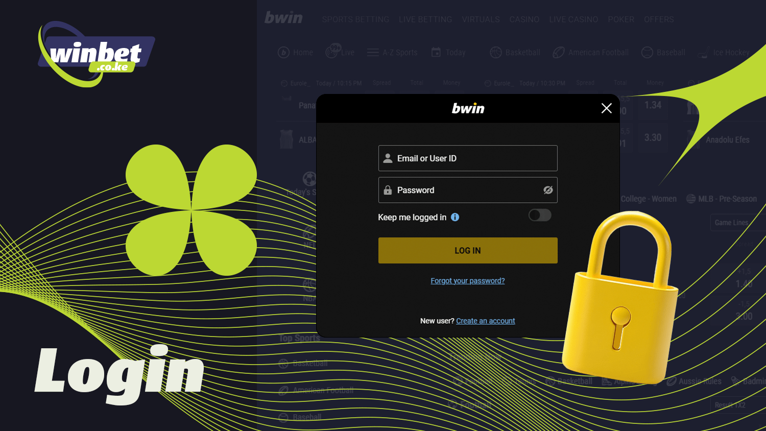 You must log into your Bwin account to bet on sports