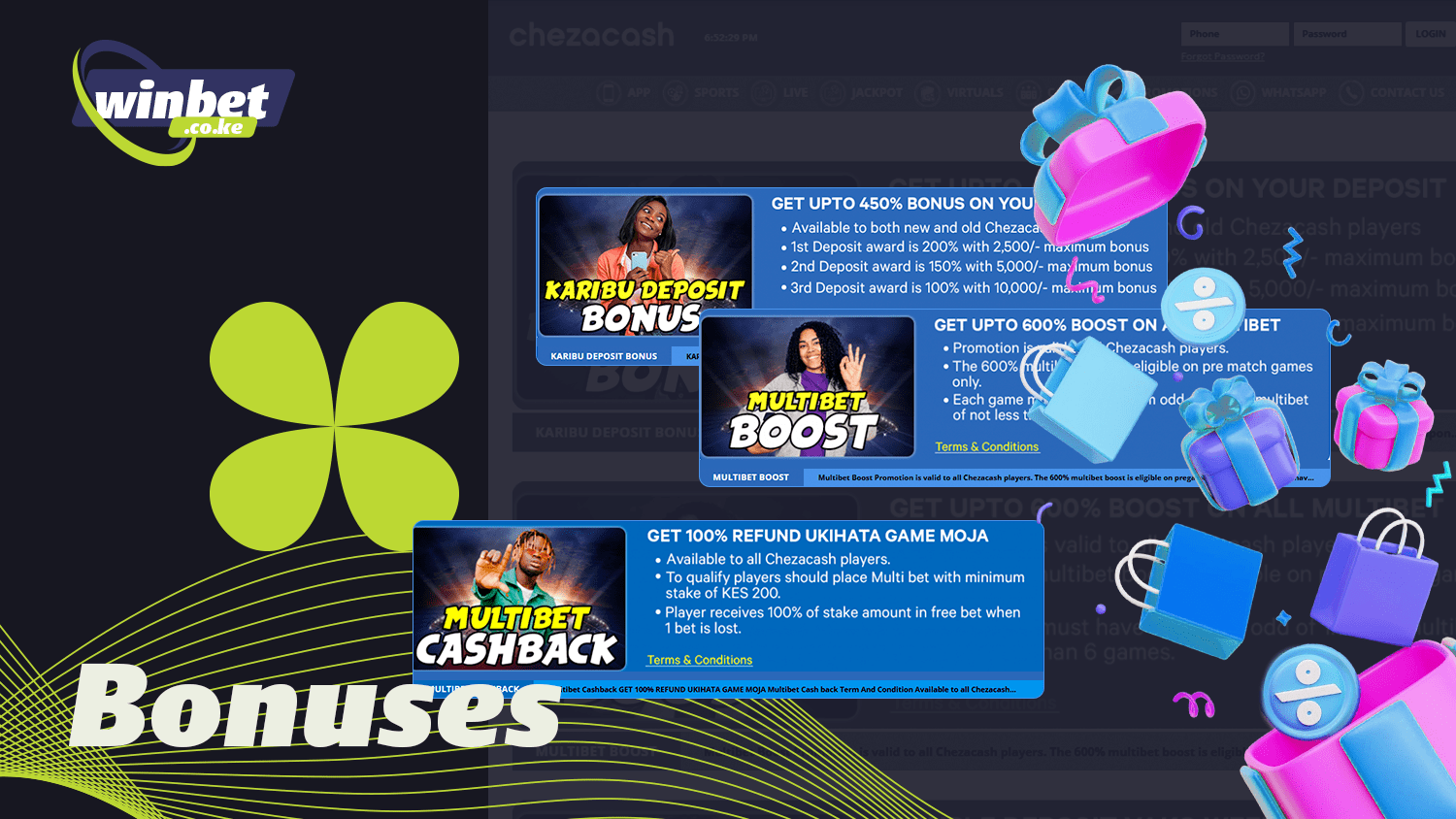 Chezacash Kenya offers bonuses for its players