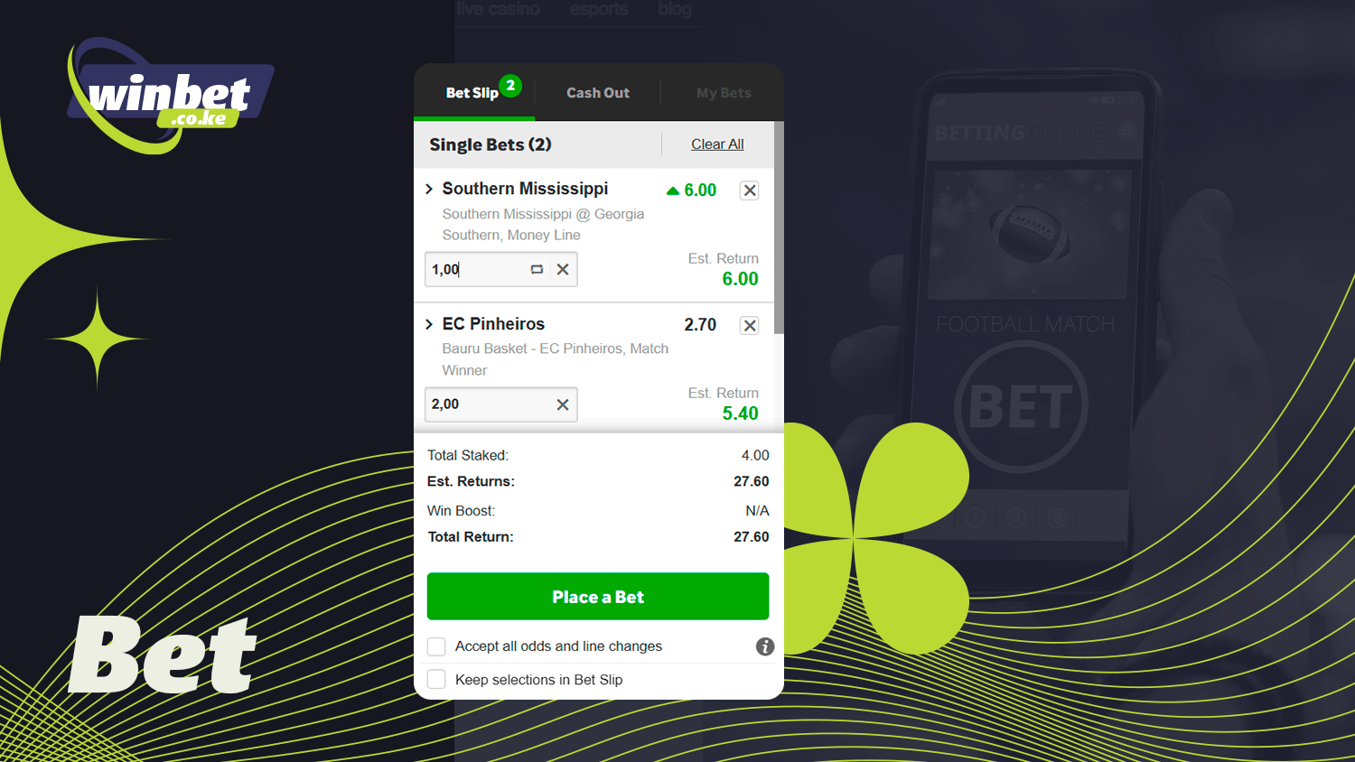 You can easily place a sports bet at Betway