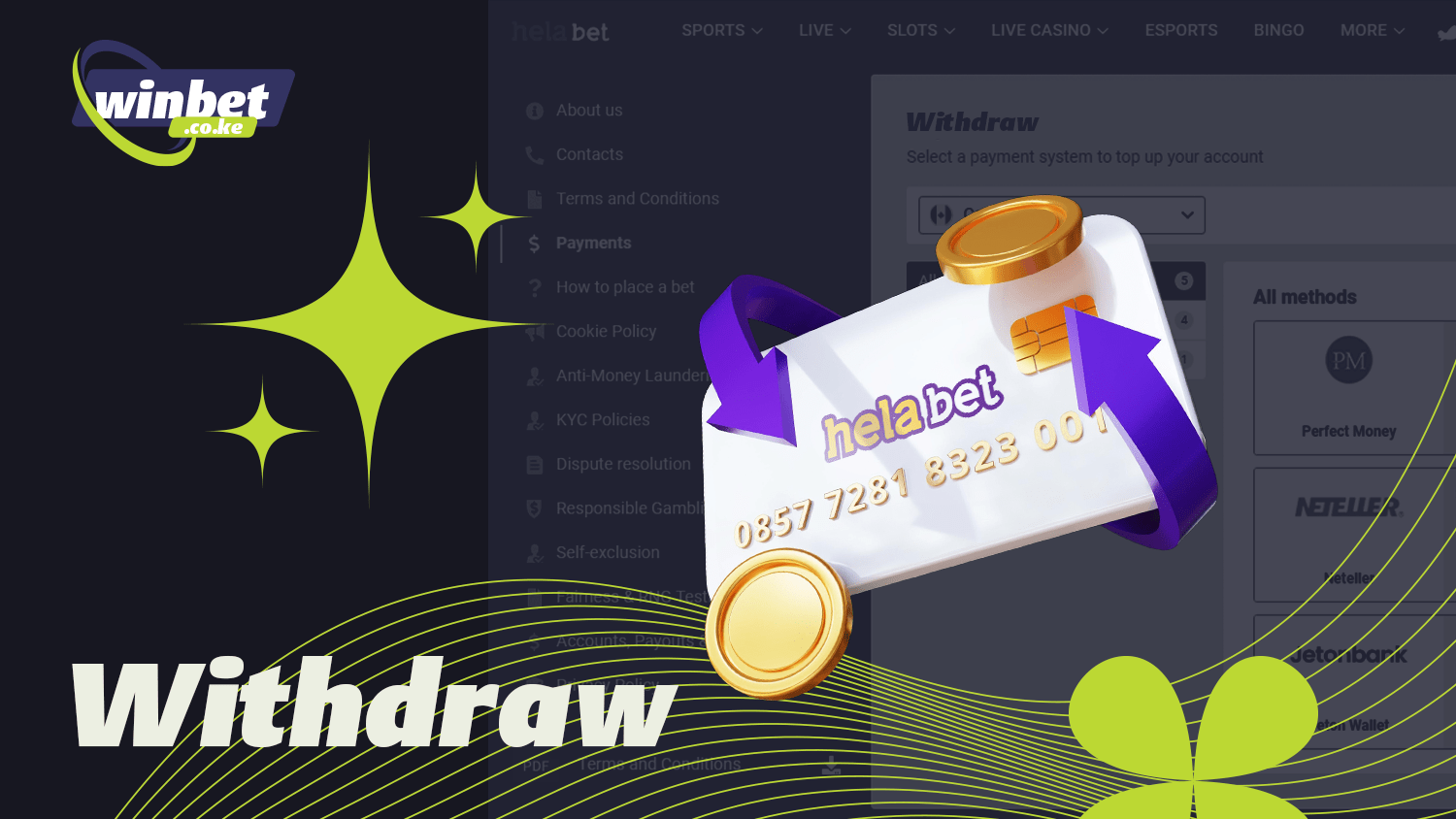 Withdraw your winnings quickly and easily at Helabet Kenya