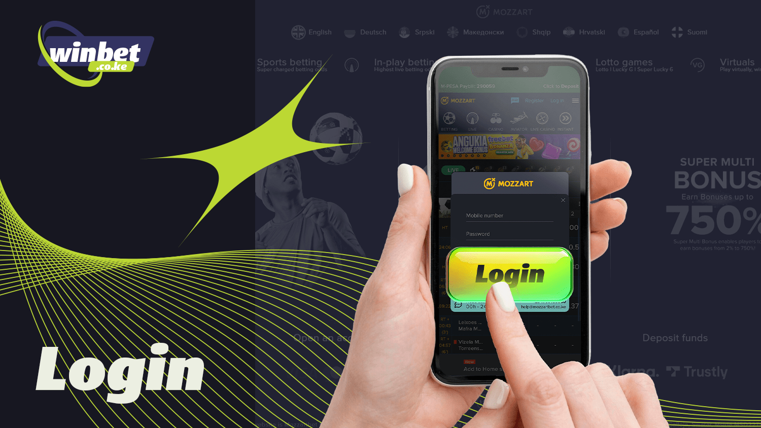 You must log into your Mozzartbet account to bet on sports