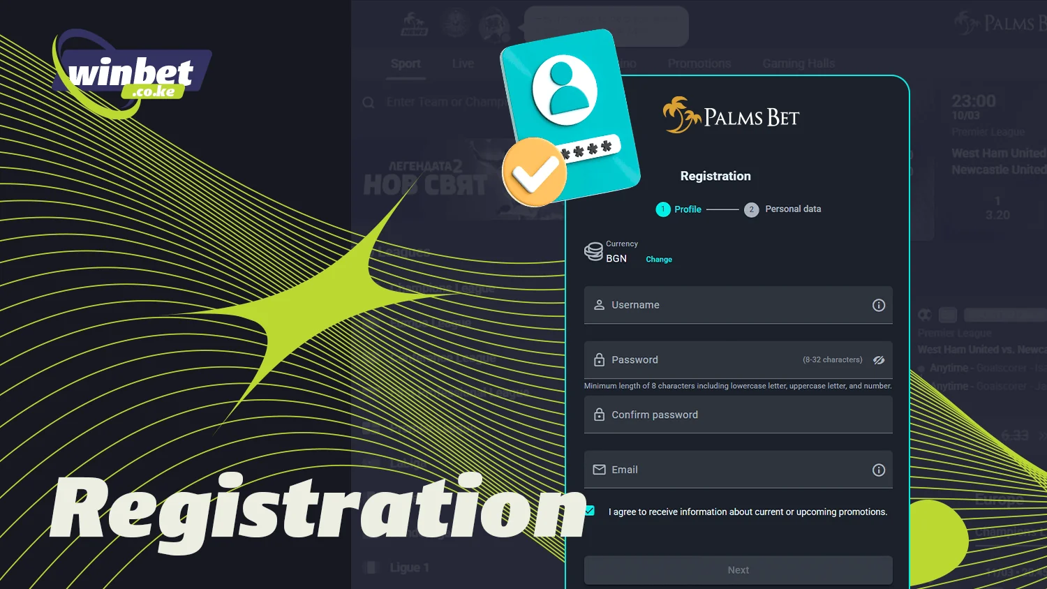 It is quick and easy to register with PalmsBet