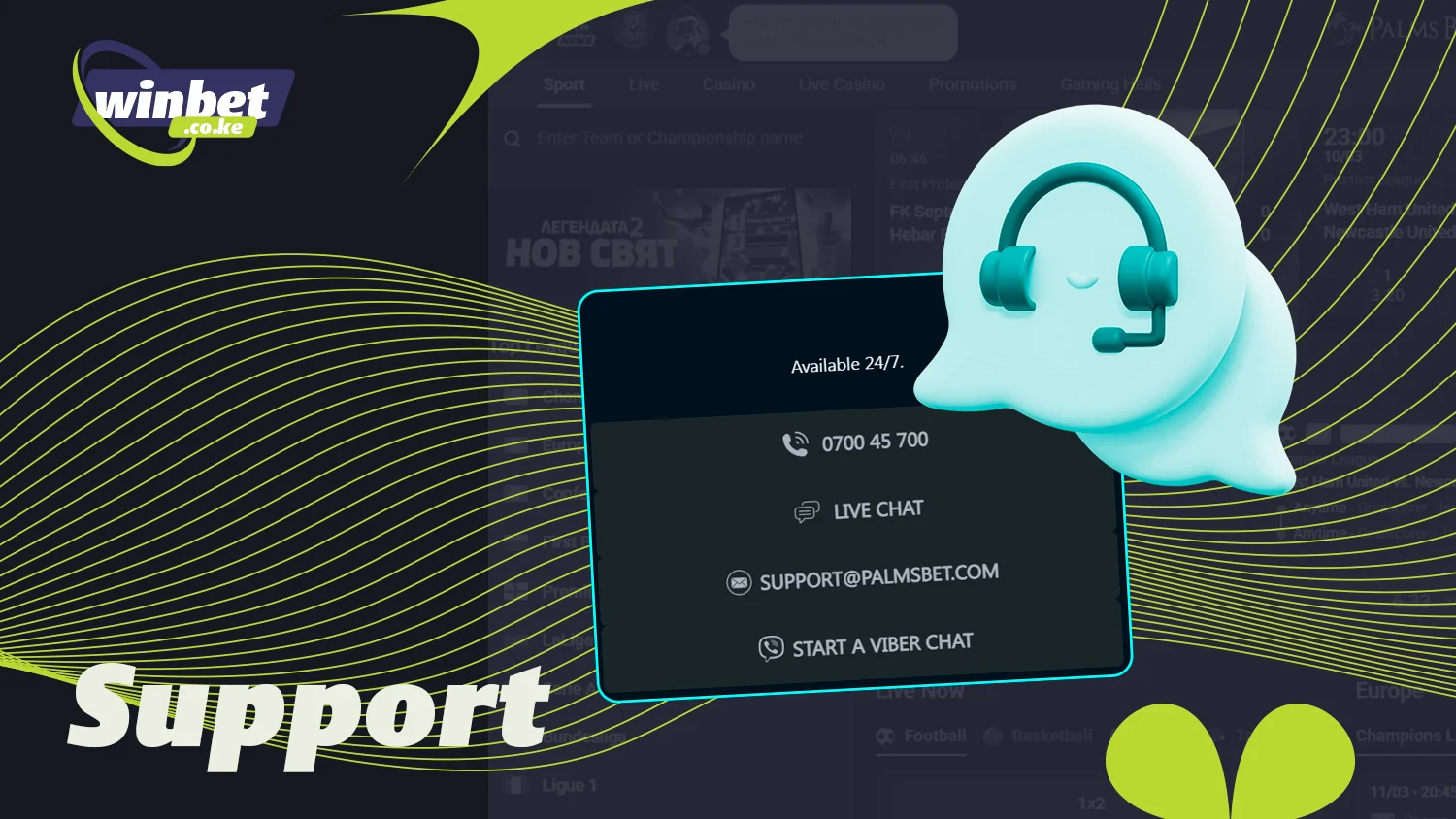 PalmsBet Kenya has a customer support team