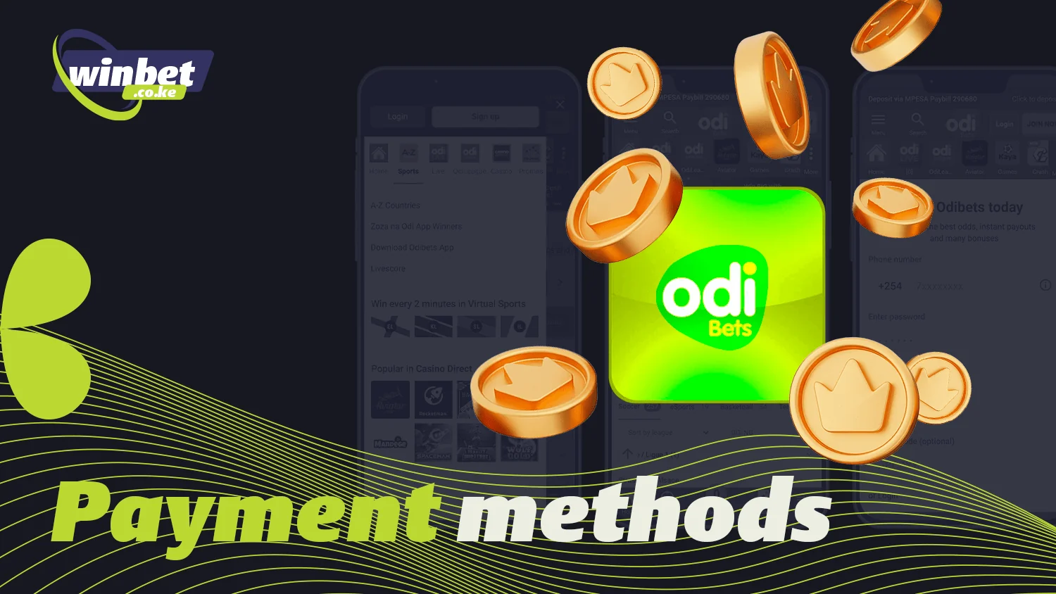 You can use various payment methods in the Odibets app