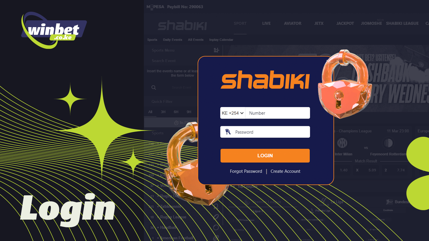 Before betting you need to log in to your Shabiki account