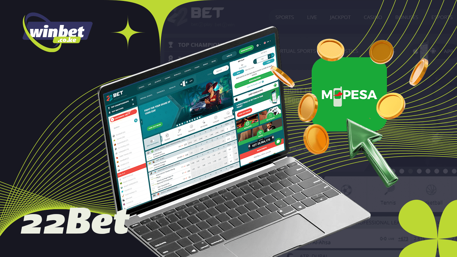 22Bet offers a convenient way to recharge via Mpesa