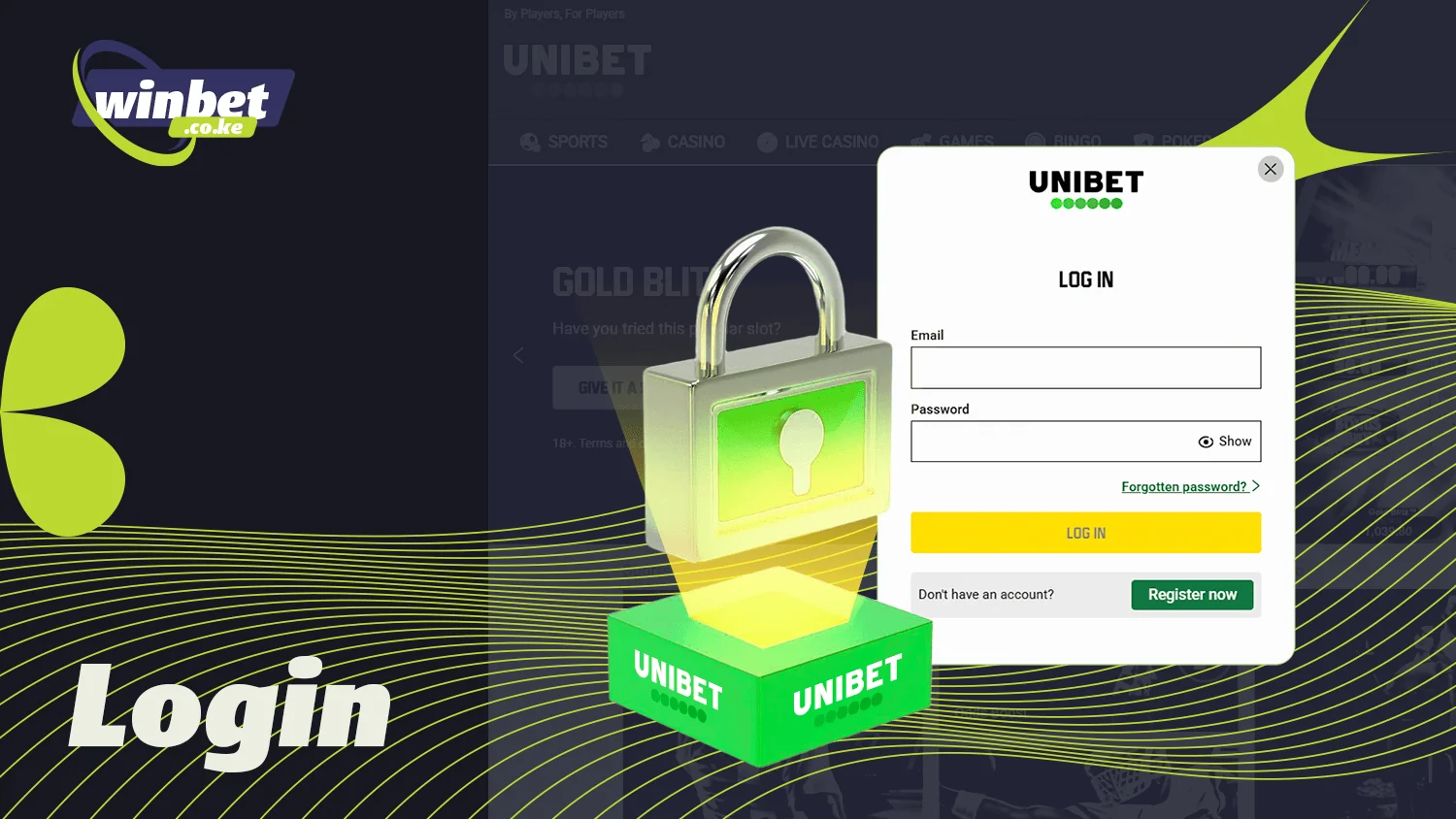 UniBet Login Scherm