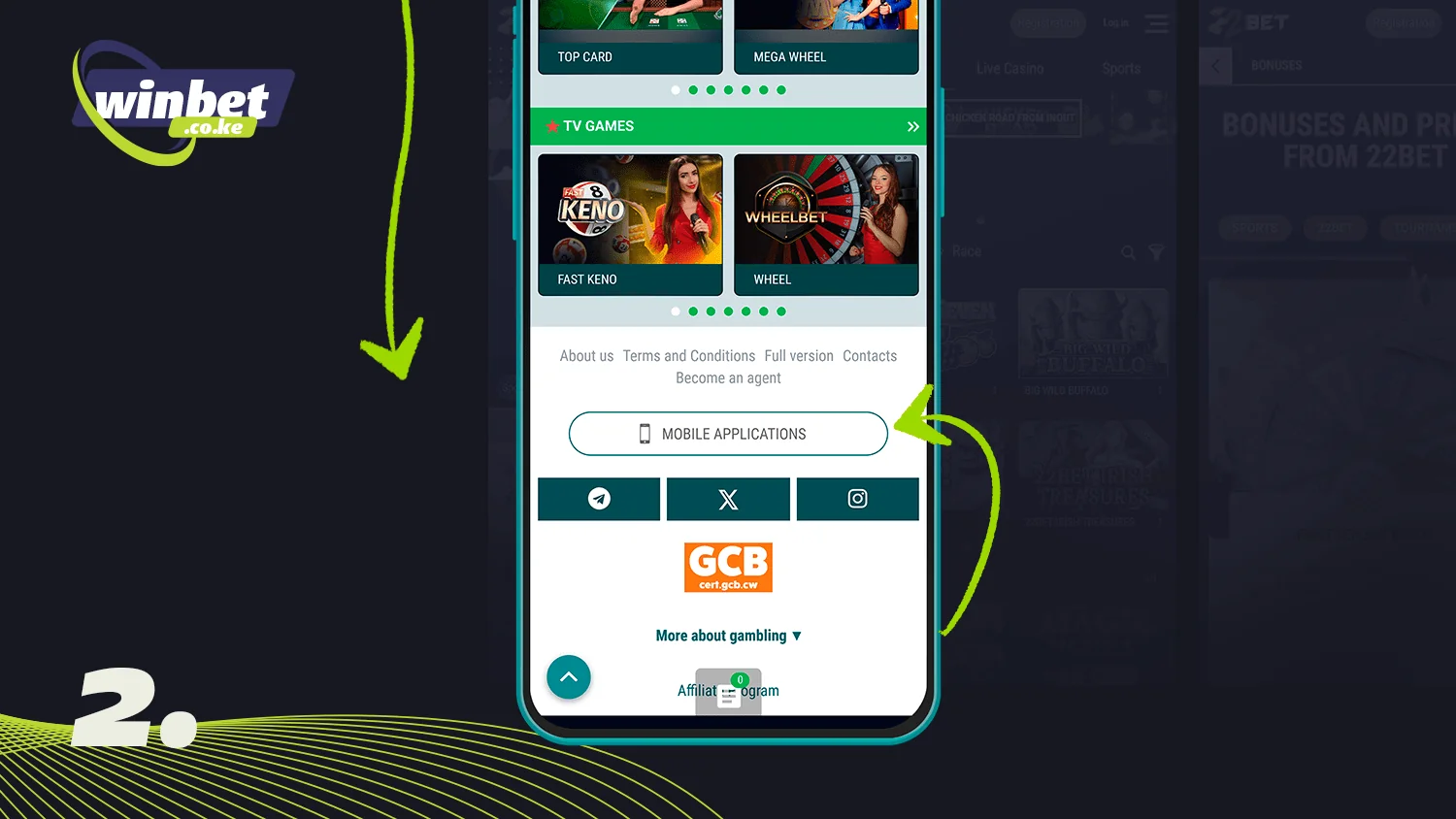 To download the 22Bet app go down to the bottom of the page