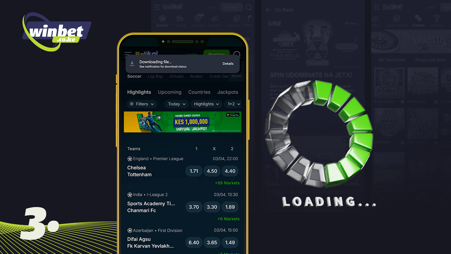 Wait for the download before installing the Betika app