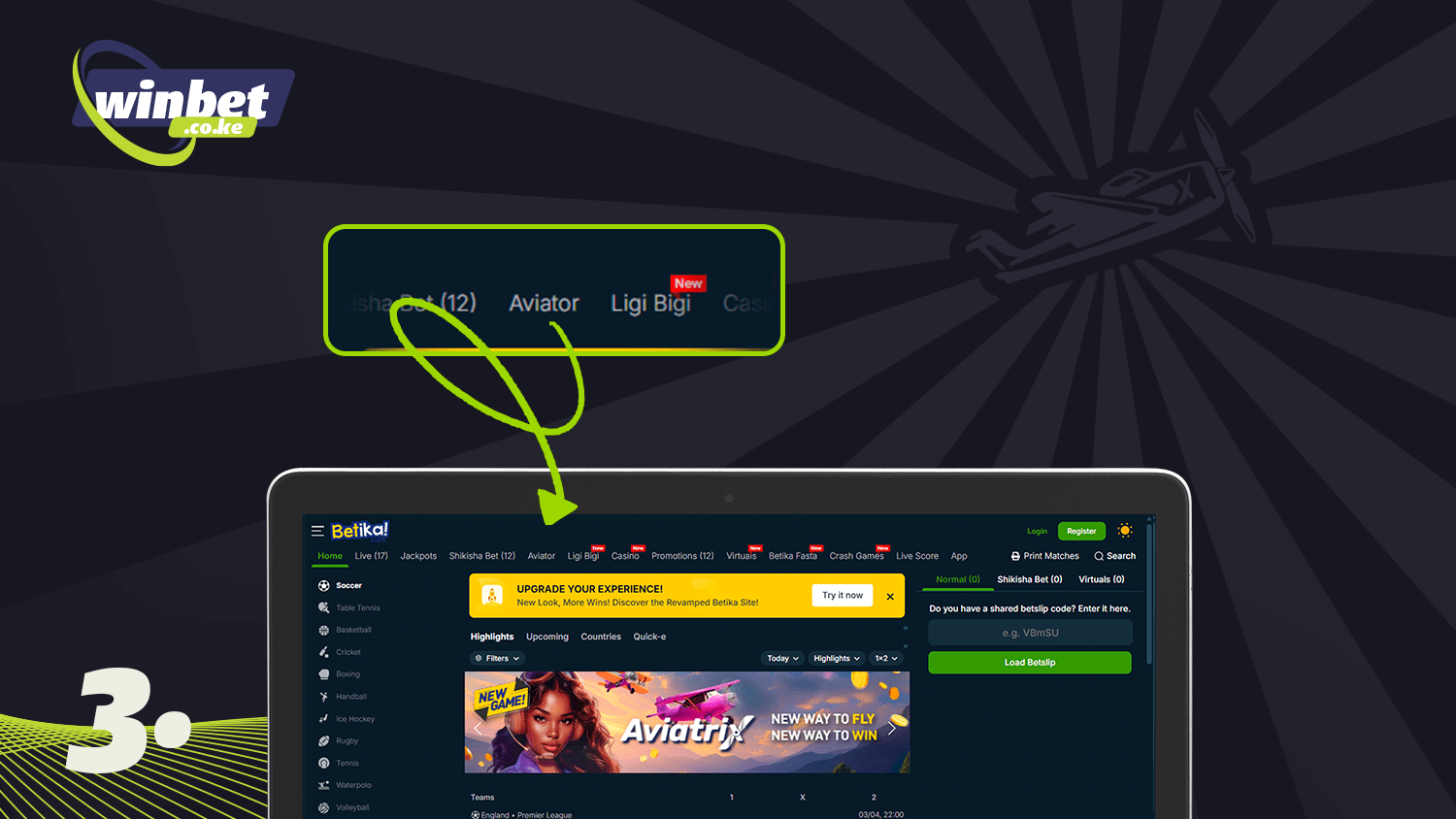 You need to find the Betika Aviator game in the main menu