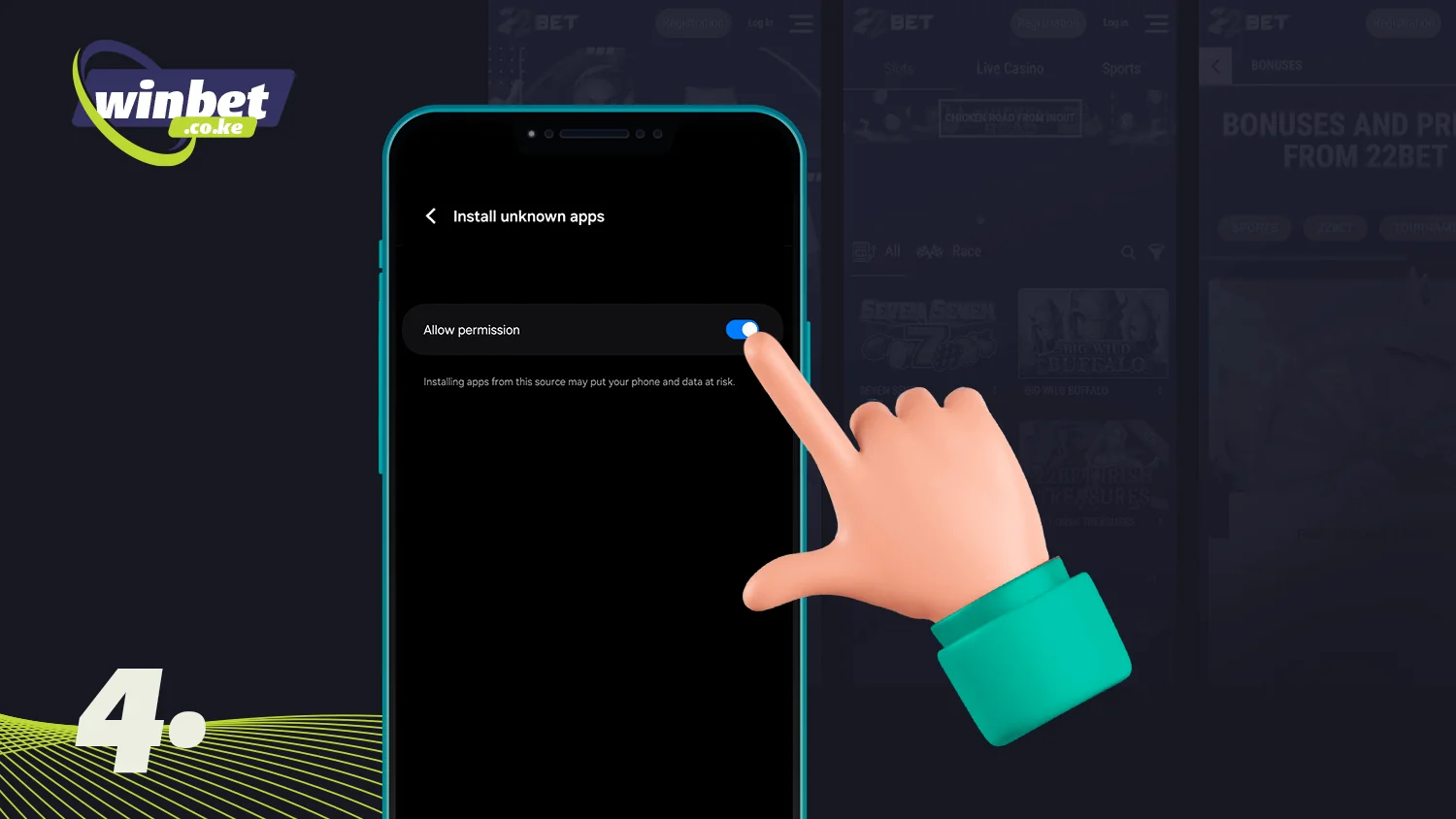 To download the 22Bet app, allow unknown apps