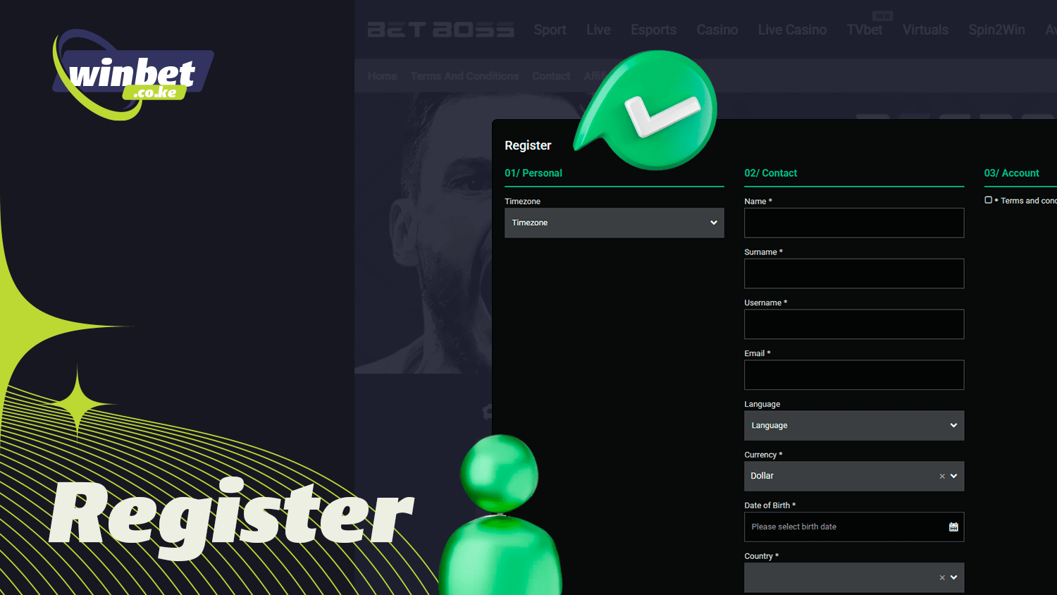 You need to register before you start betting at Betboss