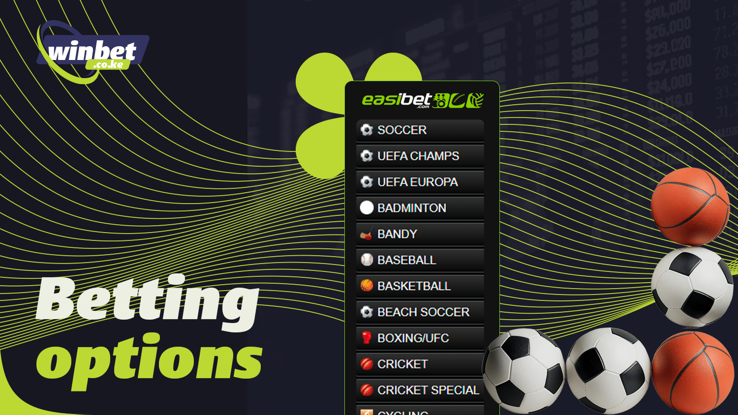 Sports betting options are available at Eazibet Kenya