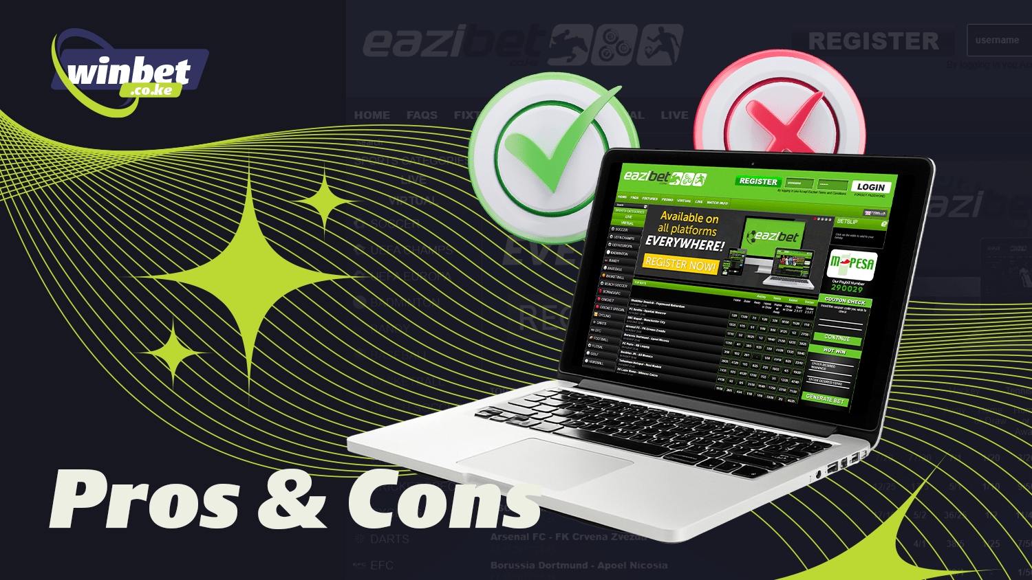 You can find out the pros and cons of the bookmaker Eazibet