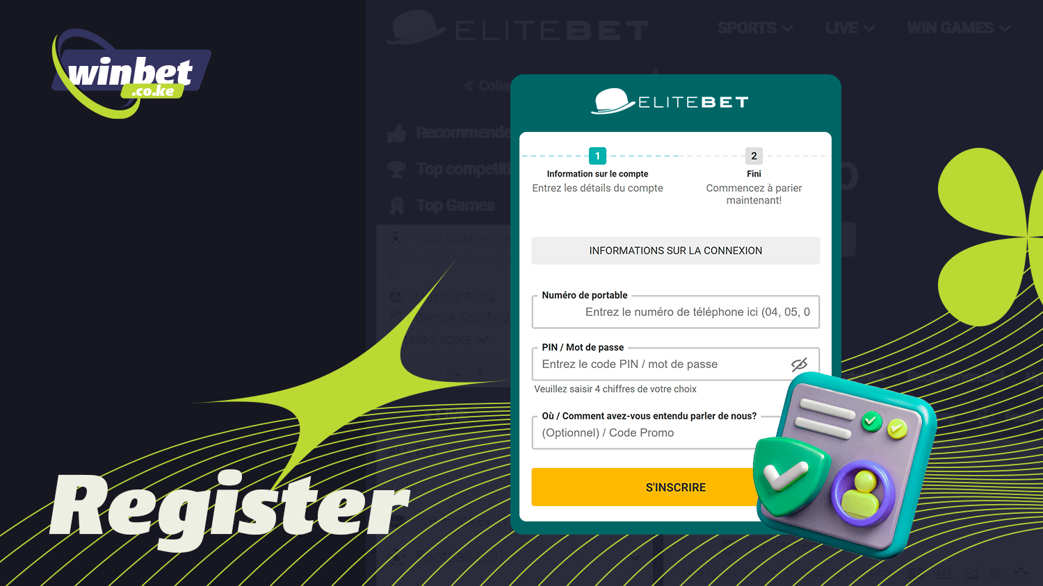 You need to register before you start betting at Elitebet