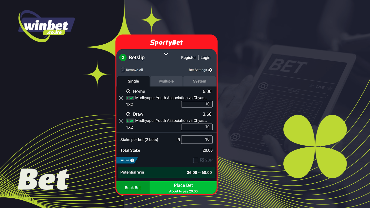 The betting process in the SportyBet app is very simple