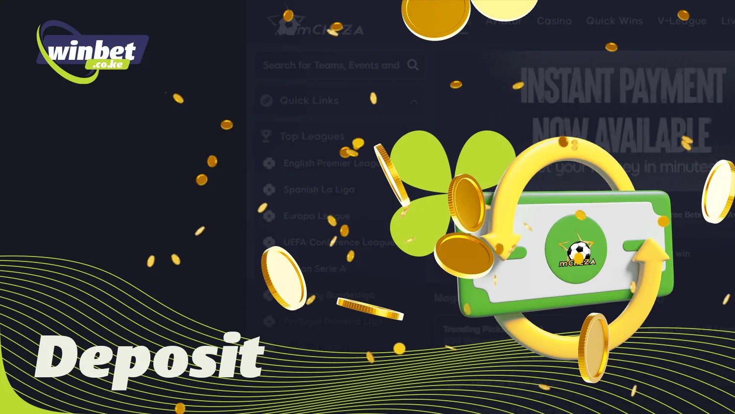 To place bets replenish your mCHEZA account