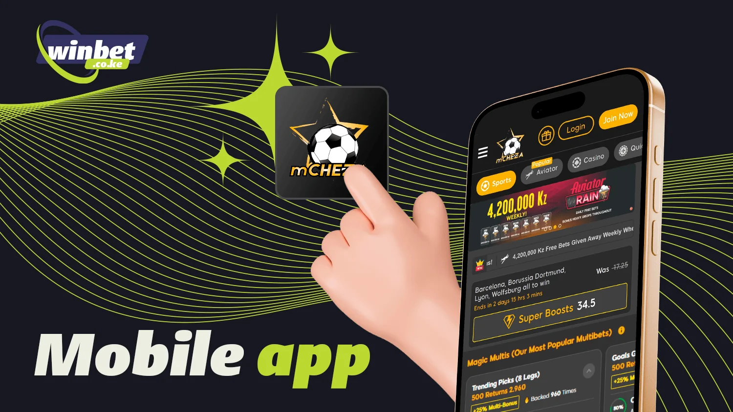 The mCHEZA app is designed for easy access to bets