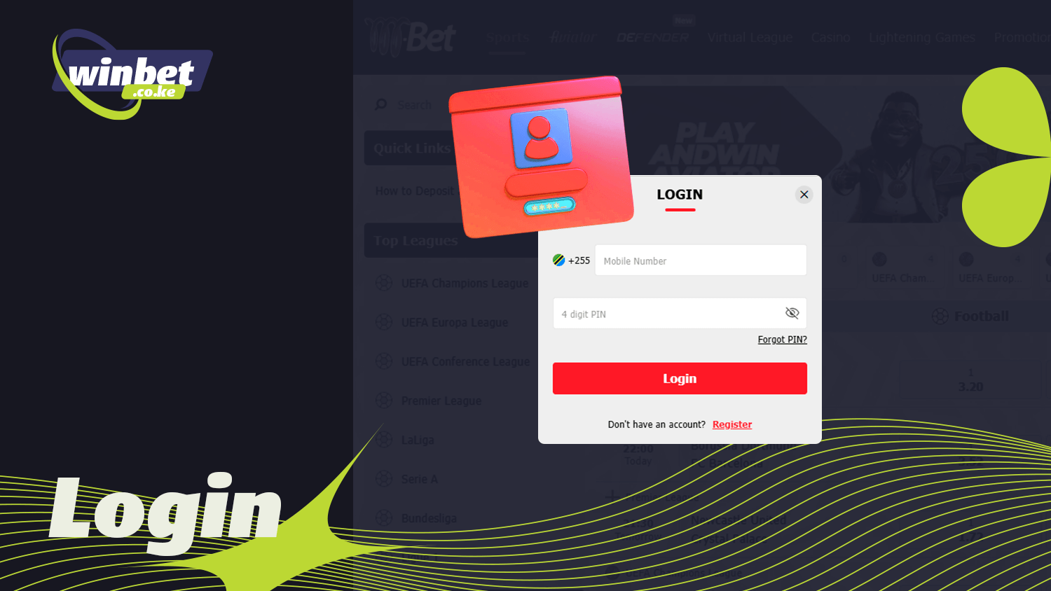 Click on the button to log in to M-Bet