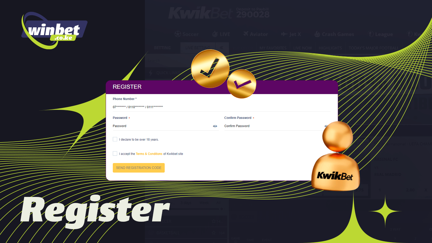You need to register before you start betting at Kwikbet Kenya