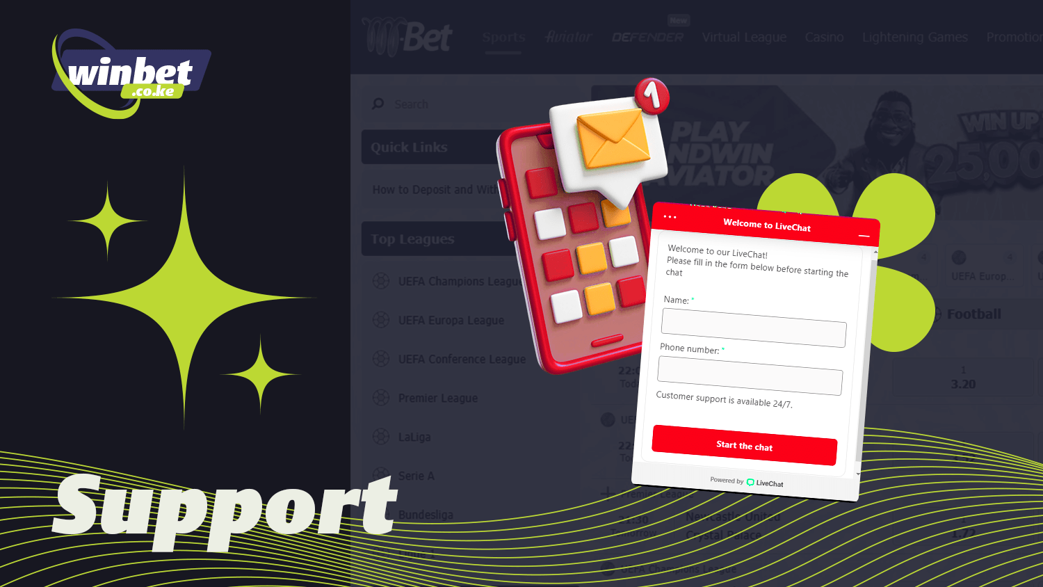 M-Bet's support service will help with difficulties
