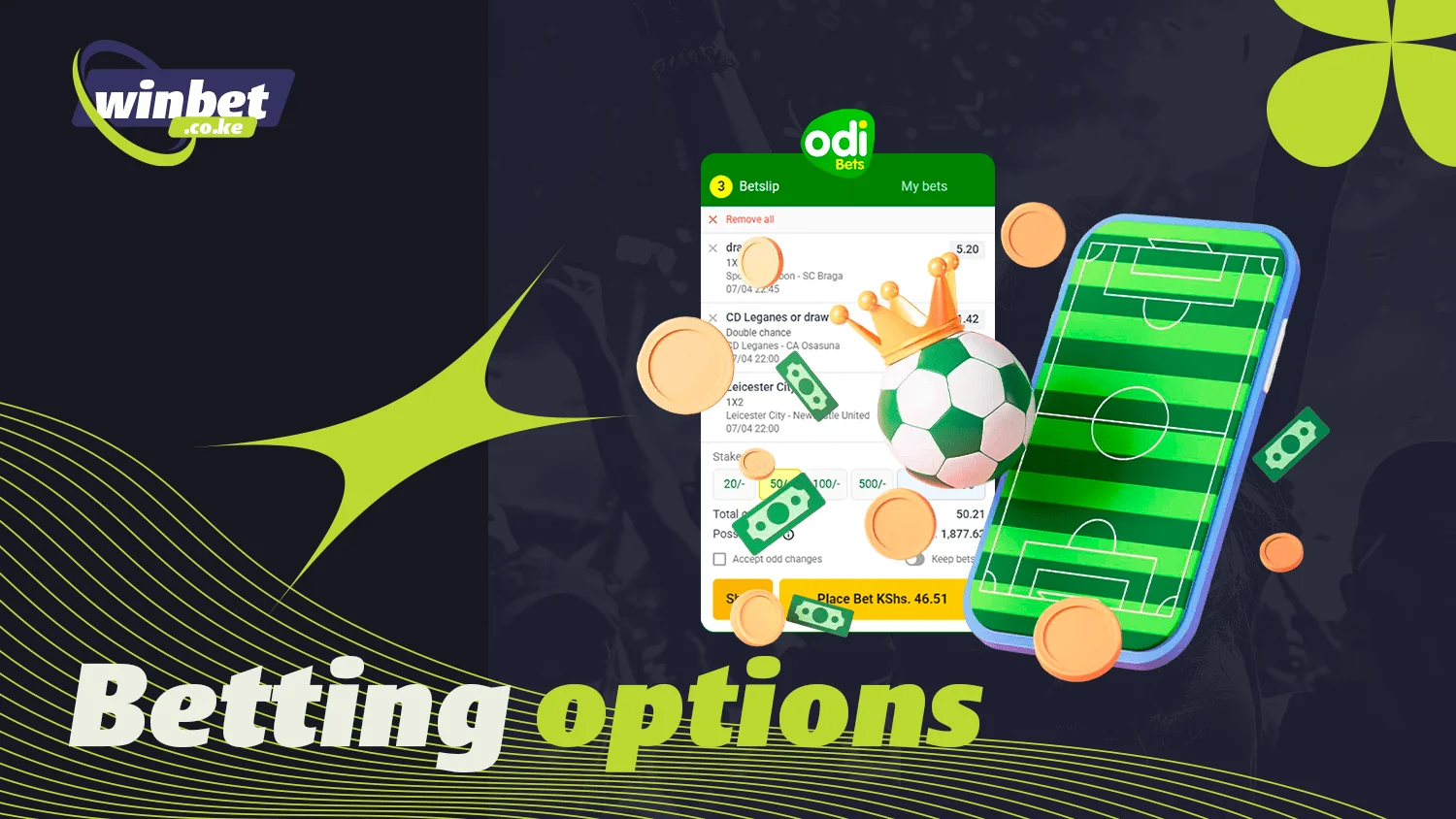 Sports betting options are available at Odibets Kenya