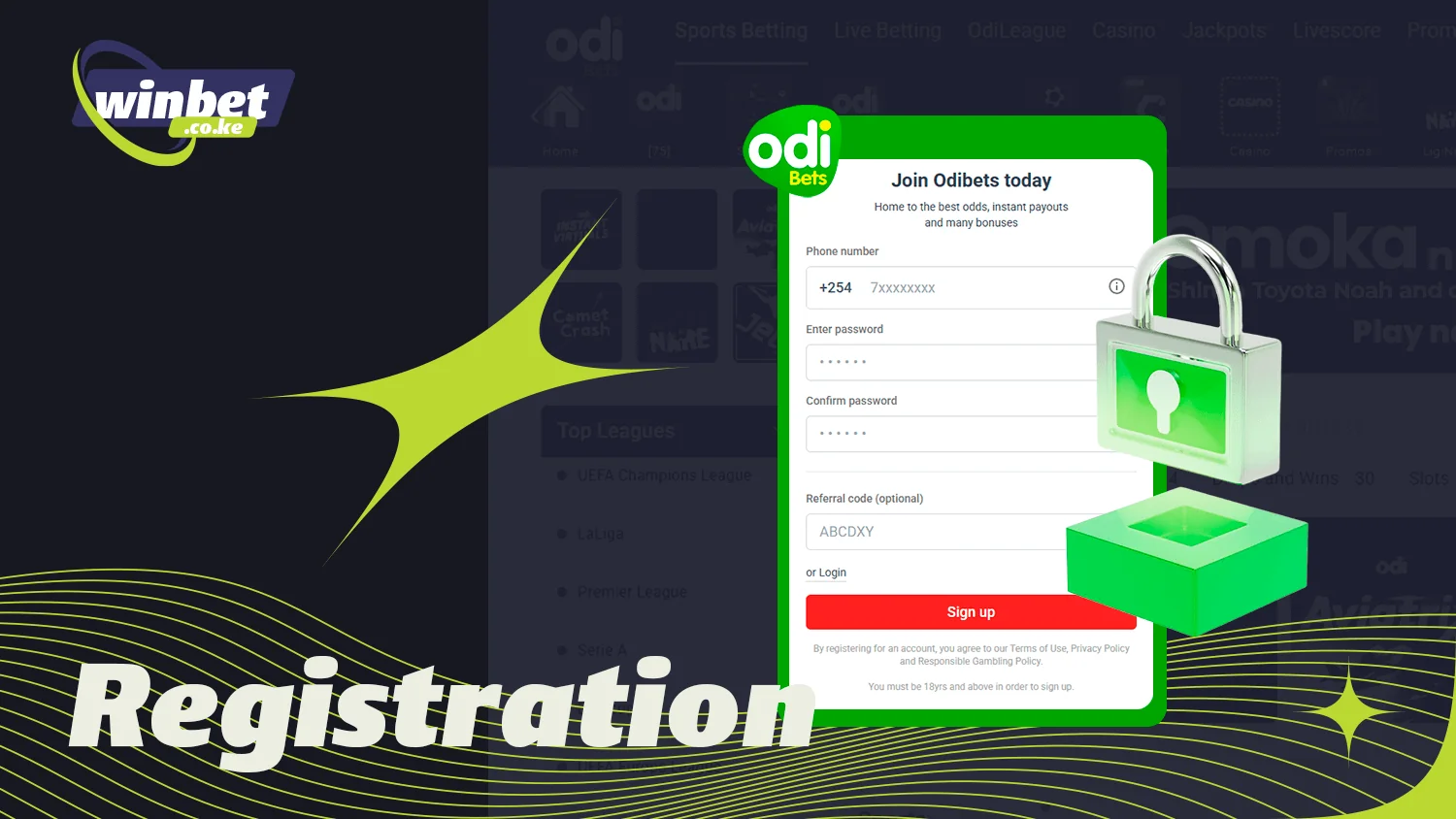 You need to register before you start betting at Odibets