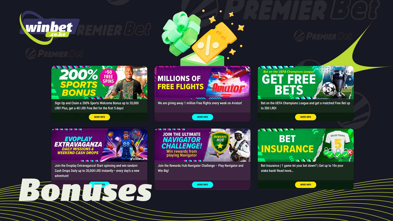All players at Premier Bet can get bonuses
