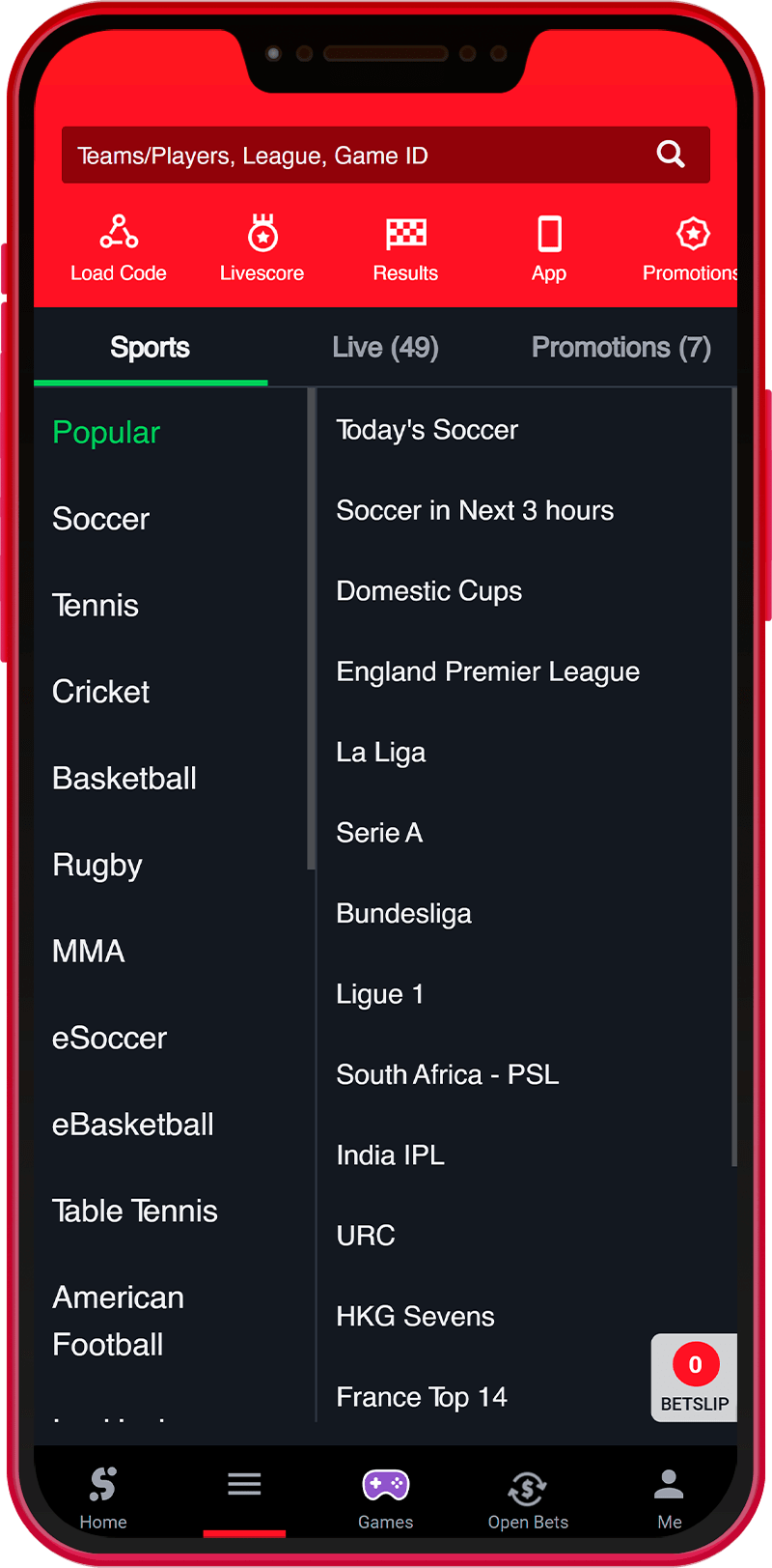 Betting on sports on the SportyBet app in Kenya