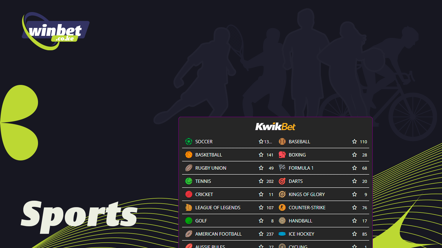 There are many events available for betting on the Kwikbet Kenya