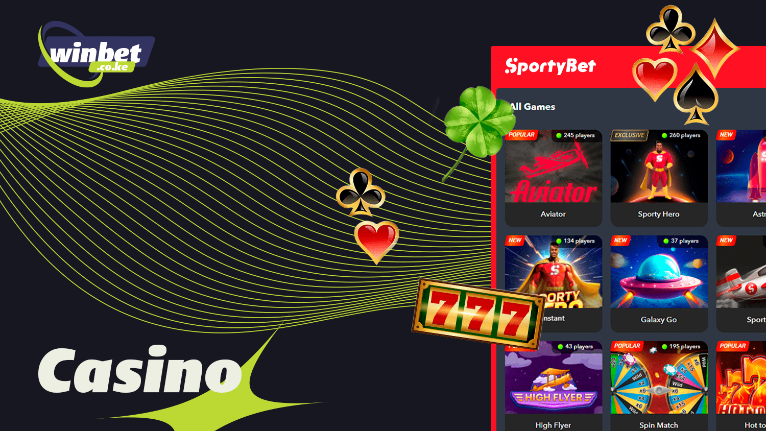 Every player at SportyBet can find gambling games to his taste