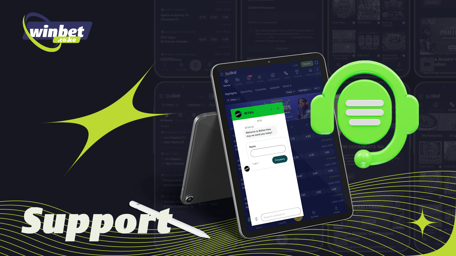 Contact the support team in the Betika app
