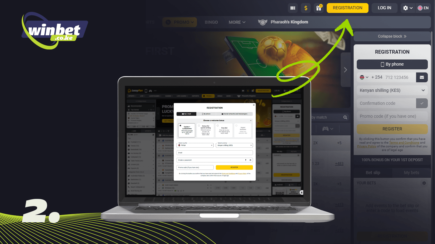 Click the button to start registration in Luckypari