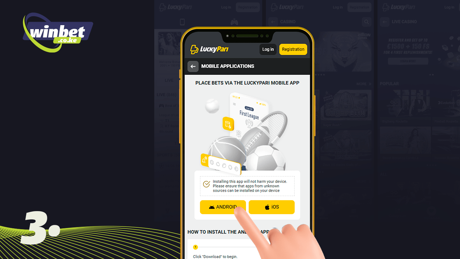 Click the appropriate button to download LuckyPari app on android