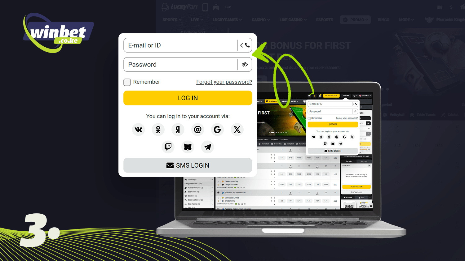 Fill in the fields to log in to your Luckypari account