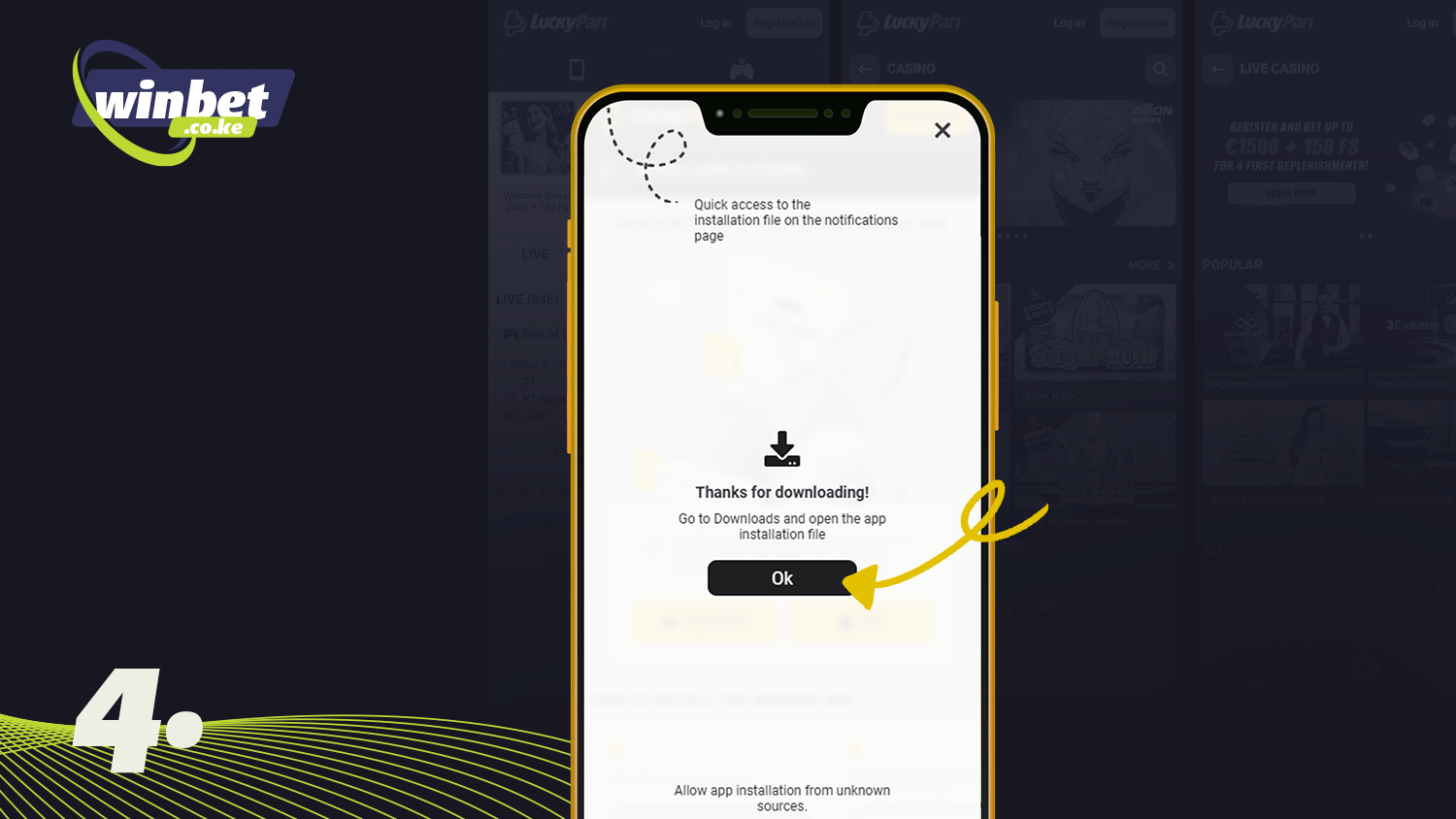 Confirm the download of the LuckyPari app