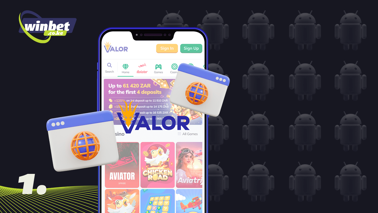 To download Valor Casino app on android visit the official website